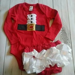 Santa suit Ruffle Diaper Cover Set 12m